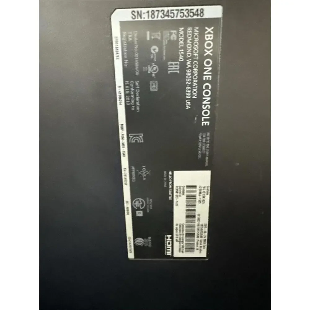 Microsoft Xbox One 500GB Console Gaming System Only Black 1540